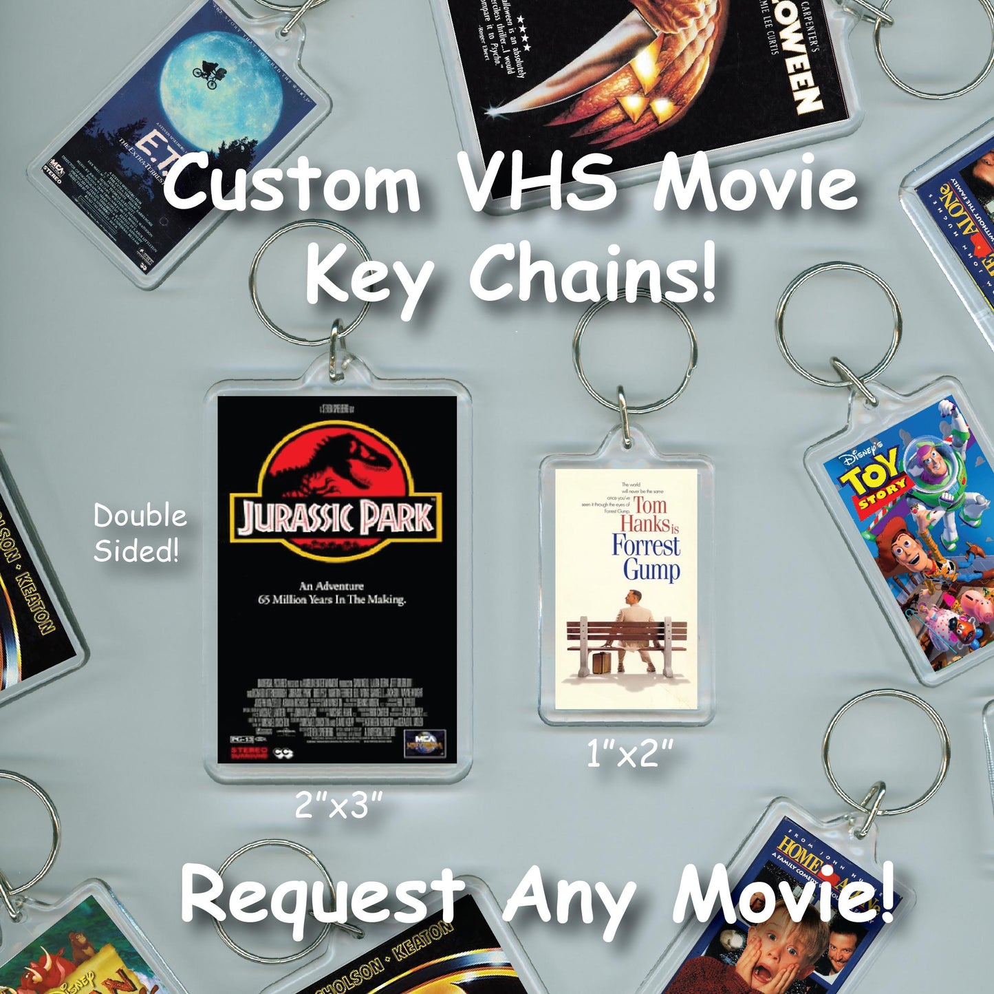 VHS Cover Keychain - You Pick The Cover! Horror Comedy Action Thriller Mystery Suspense