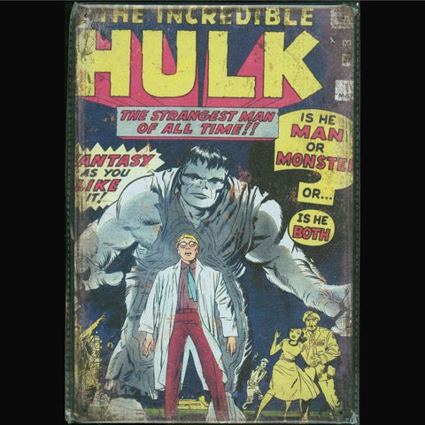 Vintage Marvel Tin Sign Incredible Hulk #1
