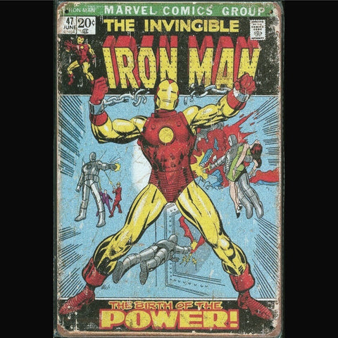 Vintage Marvel Tin Sign Iron Man #47