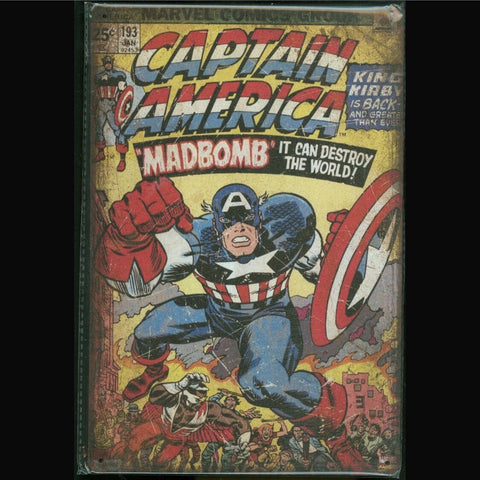 Vintage Marvel Tin Sign Captain America #193