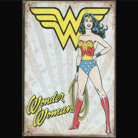 Vintage DC Tin Sign Wonder Woman Pose