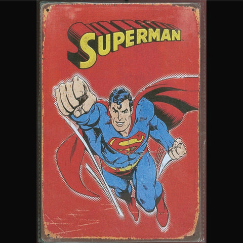 Vintage DC Tin Sign Superman Flying