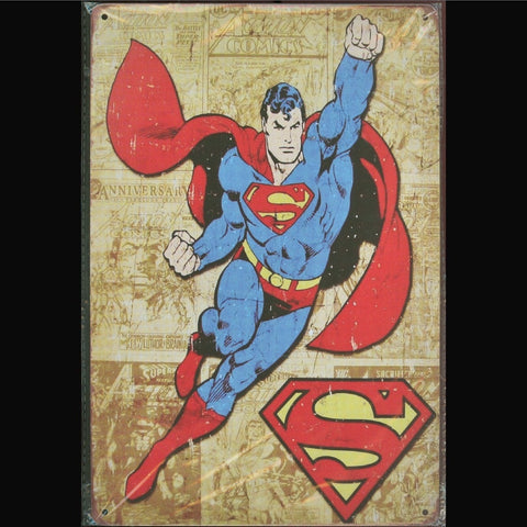 Vintage DC Tin Sign Superman Action