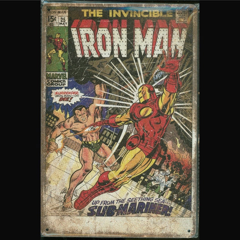 Vintage Marvel Tin Sign Iron Man #25