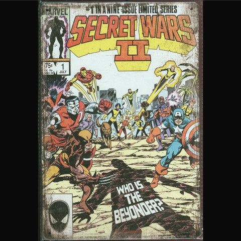 Vintage Marvel Tin Sign Secret Wars II #1