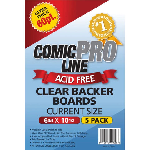 Comic Book Clear Boards - Comic Pro Line 5 Count