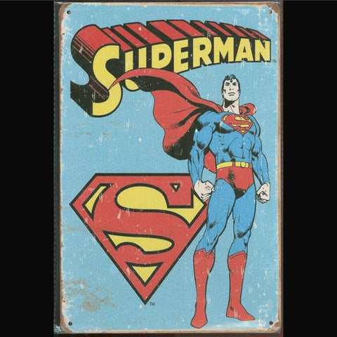 Vintage DC Tin Sign Superman Standing