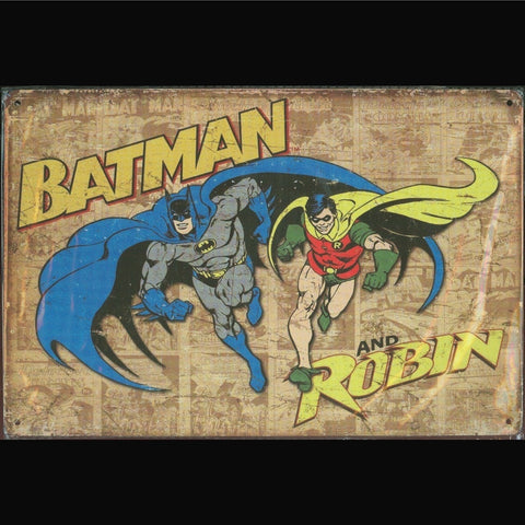 Vintage DC Tin Sign Batman & Robin