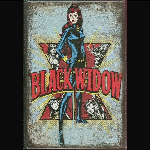 Vintage Marvel Tin Sign Black Widow