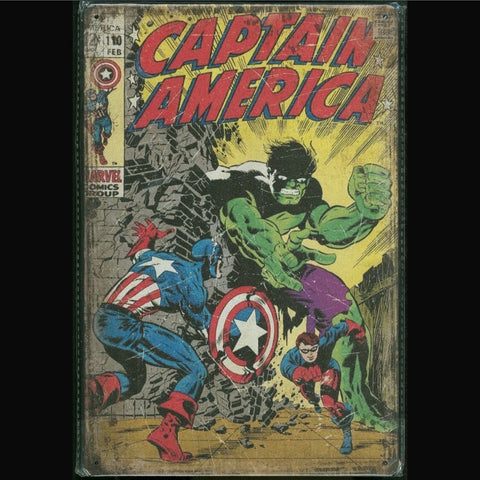 Vintage Marvel Tin Sign Captain America #110